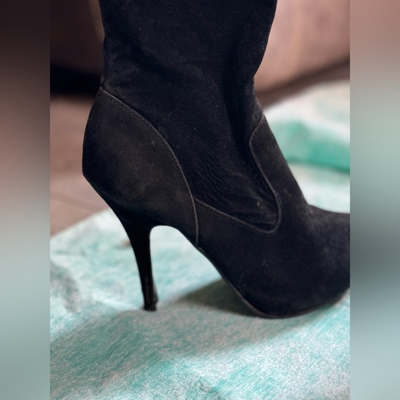 DBDK Fashion Over The Knees Stiletto Black Suede Boots - Picture 8 of 8